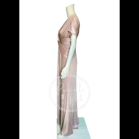 NWT ADRIANNA PAPELL Metallic Twist Cap Sleeve Gown - Picture 9 of 15